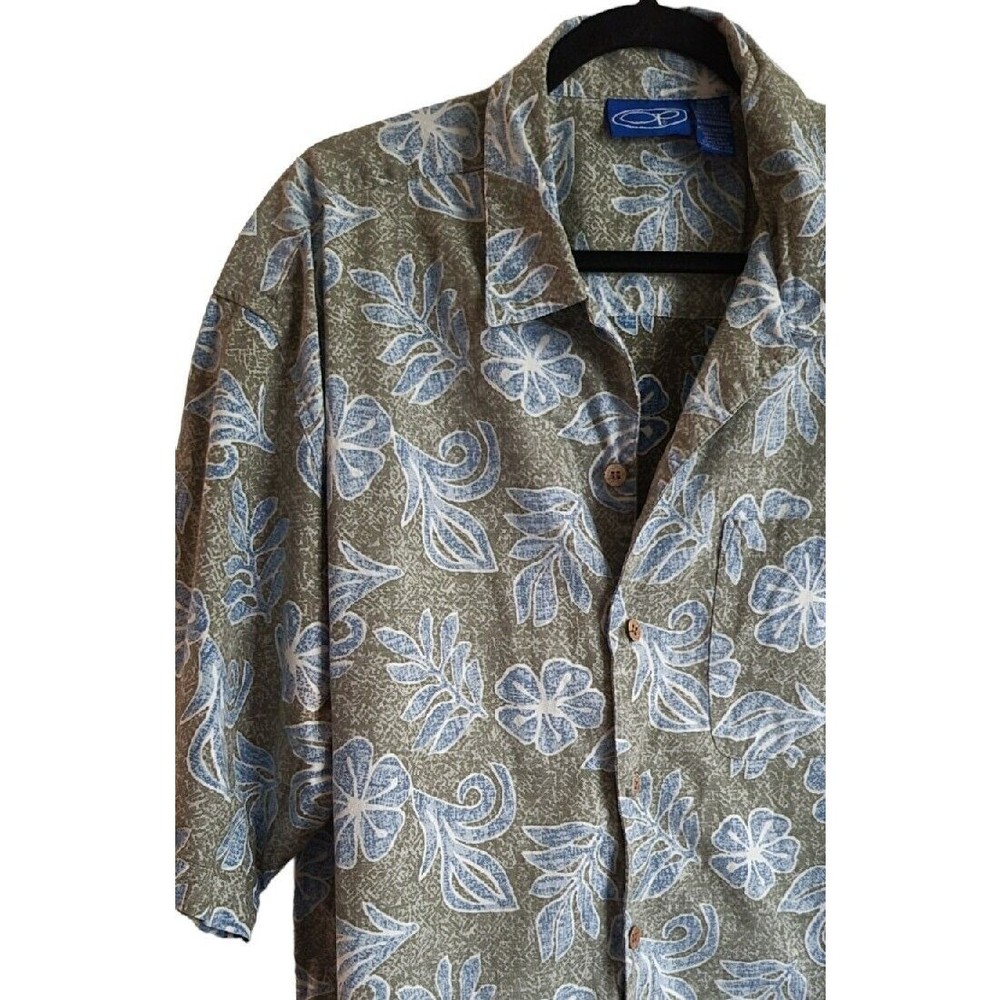 Vtg 80s Ocean Pacific OP Longriders Hawaiian Mens Button Short Sleeve Shirt XL